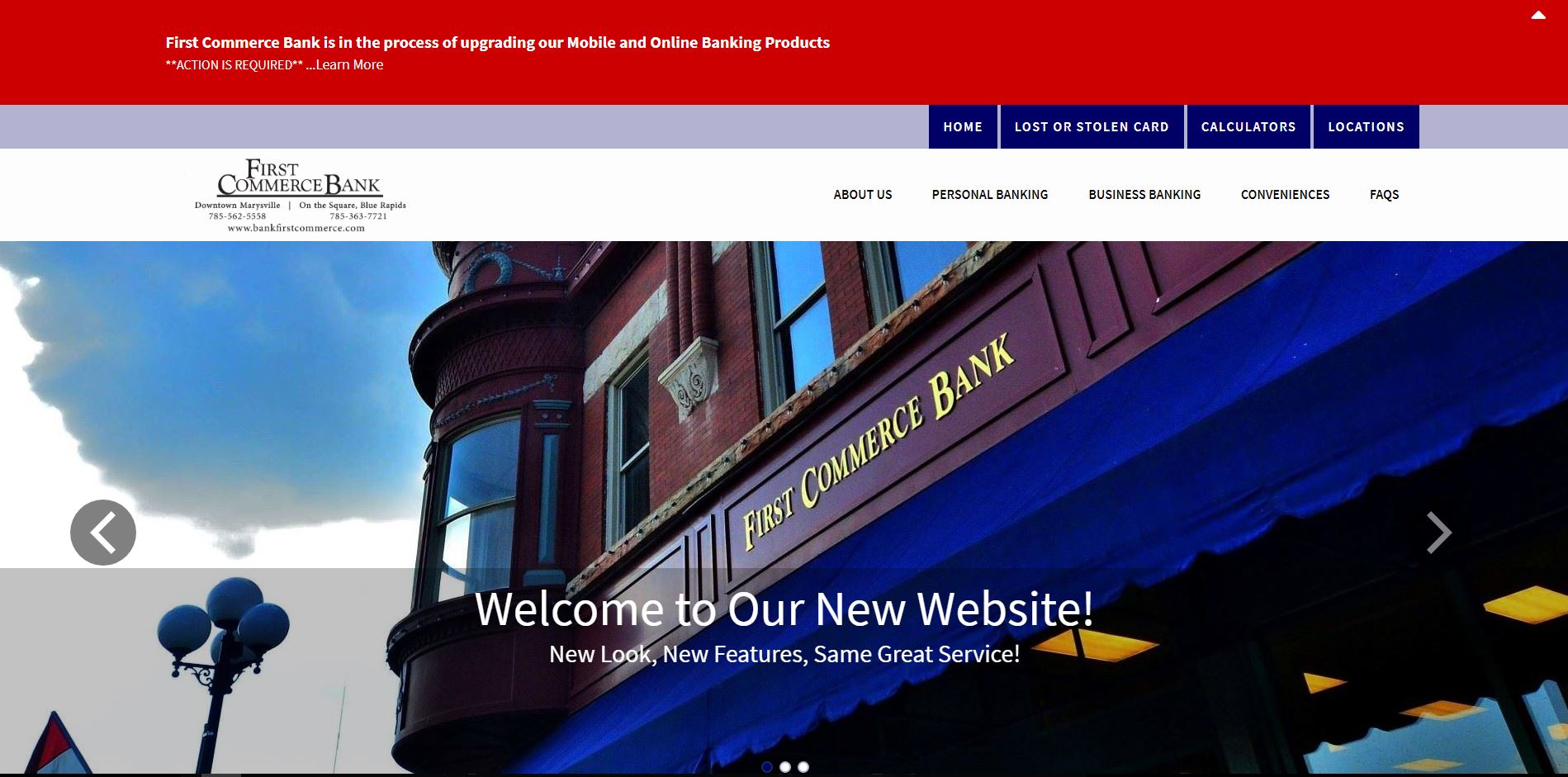 First Commerce Bank website home page